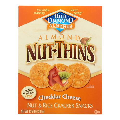 BLUE DIAMOND: Almond Nut-Thins Cracker Snacks Cheddar Cheese, 4.25 oz - 0041570054017