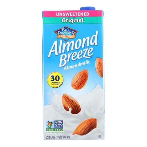 BLUE DIAMOND: Almond Breeze Original Unsweetened Almondmilk, 32 oz - 0041570054130