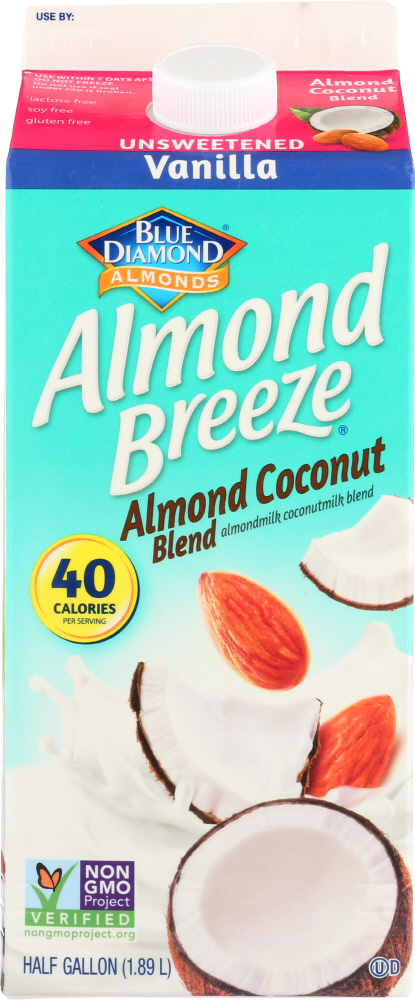 BLUE DIAMOND: Almond Breeze Coconut Blend Vanilla Unsweetened, 64 oz - 0041570109915