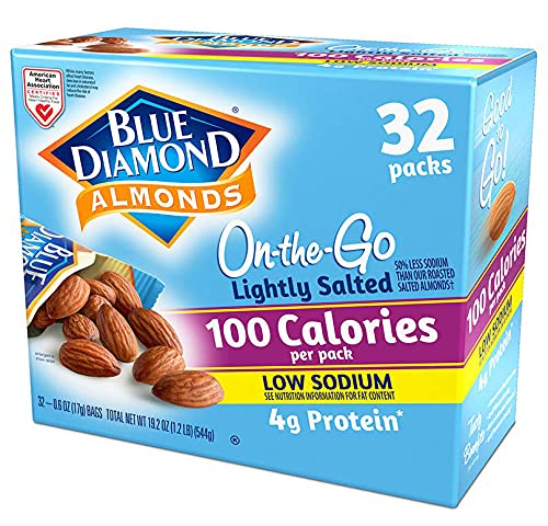  Blue Diamond Almonds Lightly Salted, Low Sodium, 100 Calorie Packs, 32 Count  - 041570131305
