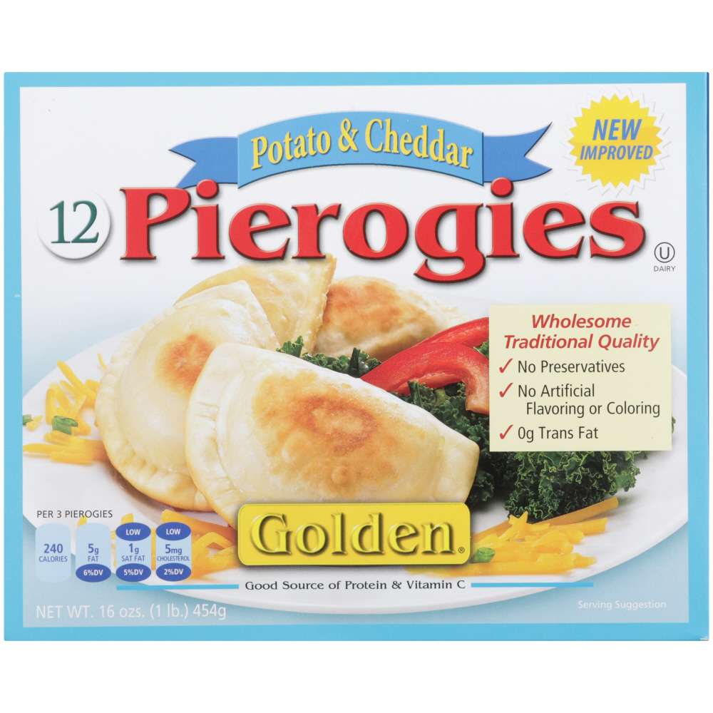 12 Golden Potato & Cheddar Pierogies, Potato & Cheddar - 12