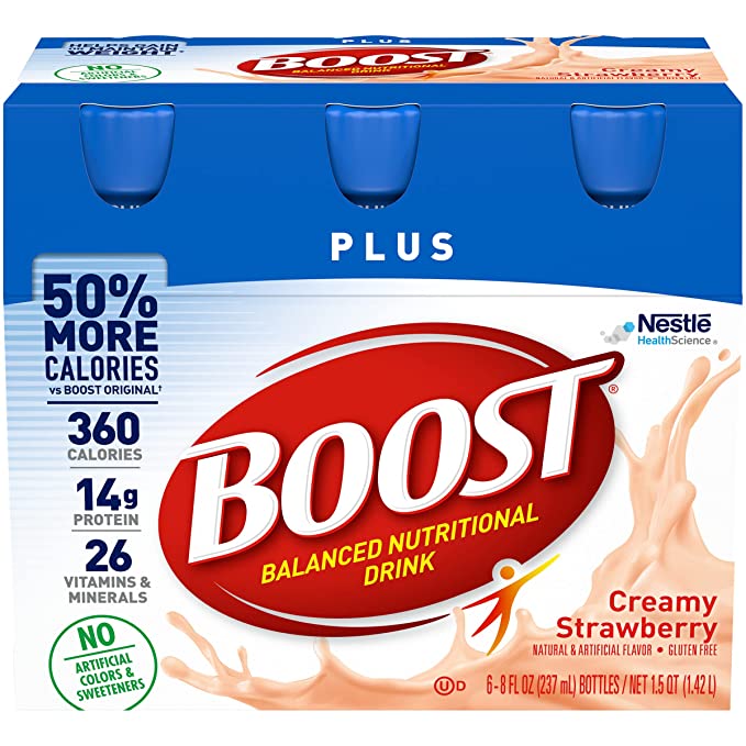  Boost Plus Complete Nutritional Drink, Creamy Strawberry, 8 oz, 6-CT  - 041679000182