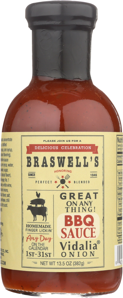 BRASWELL: Sauce BBQ Vidalia Onion, 13.5 oz - 0041695037759
