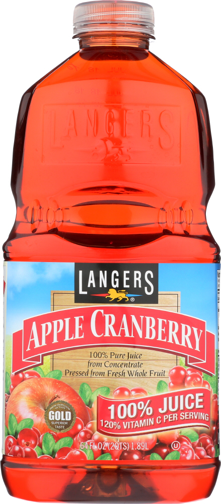 LANGERS: Juice 100% Apple Cranberry, 64 oz - 0041755007012