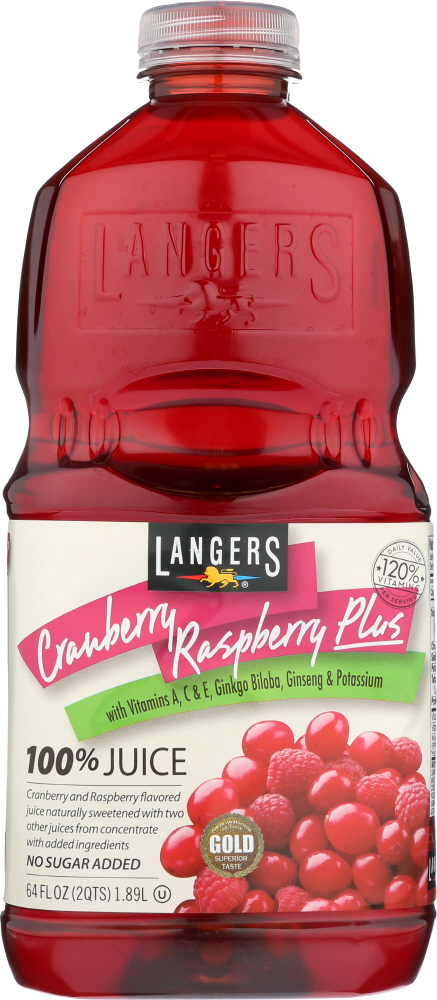 LANGERS: 100% Juice Cranberry Raspberry, 64 oz - 0041755008019