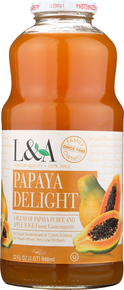 L & A JUICE: Papaya Delight, 32 oz - 0041755092506
