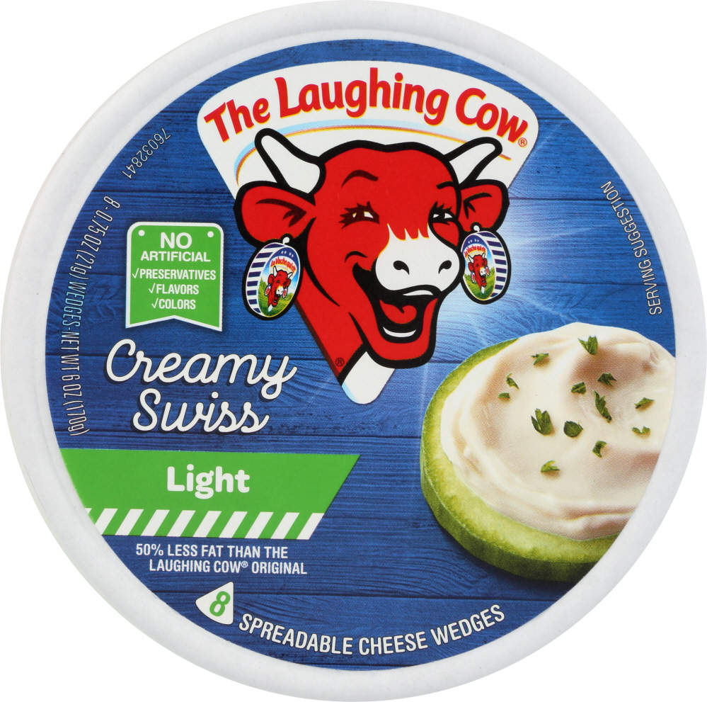 LAUGHING COW: Light Creamy Swiss Spreadable Cheese 8 Wedges, 6 oz - 0041757011062