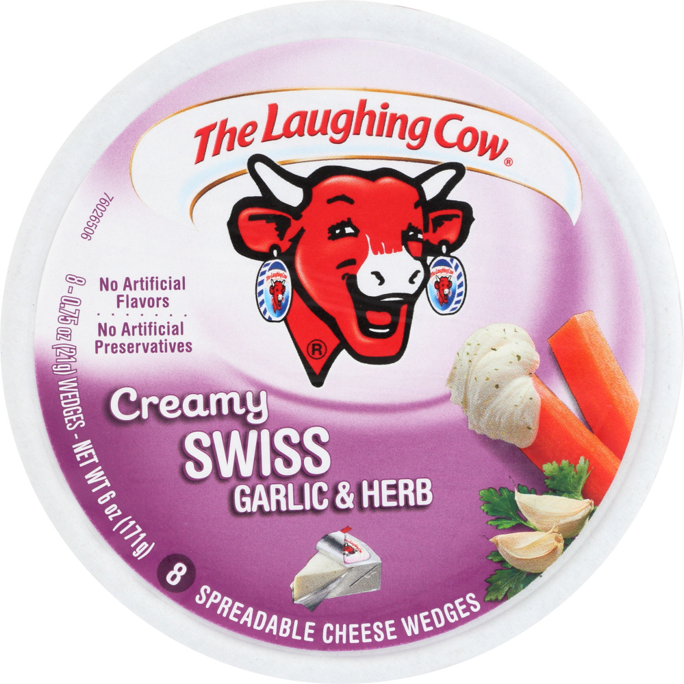 LAUGHING COW: Cream Swiss Garlic and Herb 8 Wedges, 6 oz - 0041757014216