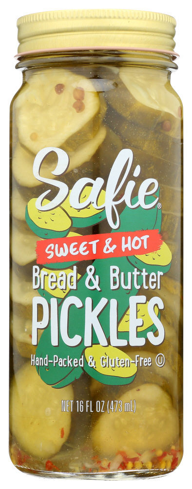 SAFIE: Pickles Sweet Hot Bread Butter, 16 oz - 0041798011359