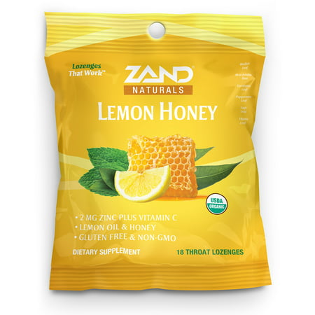 Zand Immunity Organic Lemon Honey HerbaLozenge | Immune Support Throat Drops w/ Vitamin C & Zinc - 041954000074