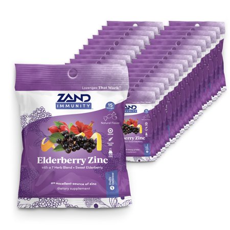 Zand Immunity Elderberry Zinc HerbaLozenge | Immune Support Throat Drops | No Cane Sugar or Corn Syrup (36 Bags 15 Lozenges) - 041954519026