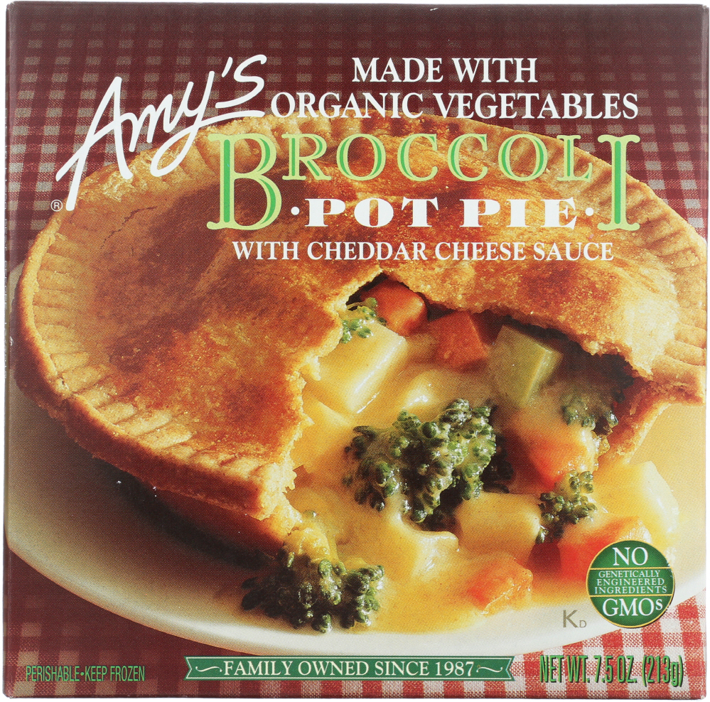AMY’S: Broccoli with Cheddar Cheese Sauce Pot Pie, 7.5 Oz - 0042272000210
