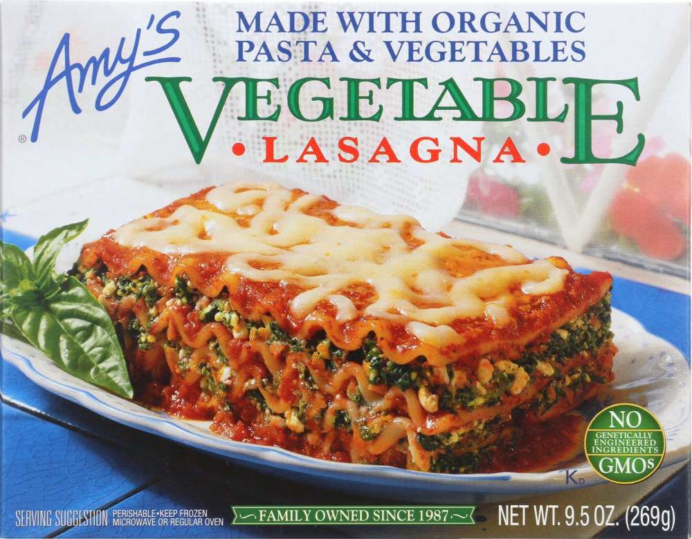 AMY’S: Vegetable Lasagna, 9.5 Oz - 0042272000326