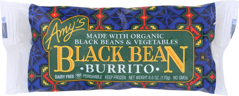 AMY’S: Black Beans & Vegetable Burrito, 6 oz - 0042272000739