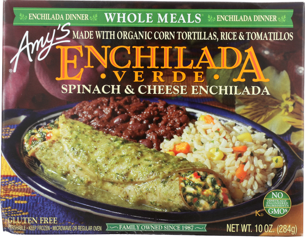 AMY’S: Enchilada Verde Spinach & Cheese Whole Meal, 10 oz - 0042272000852