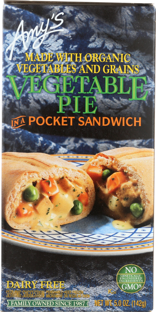 AMY’S: Vegetable Pie in a Pocket Sandwich, 5 oz - 0042272000951