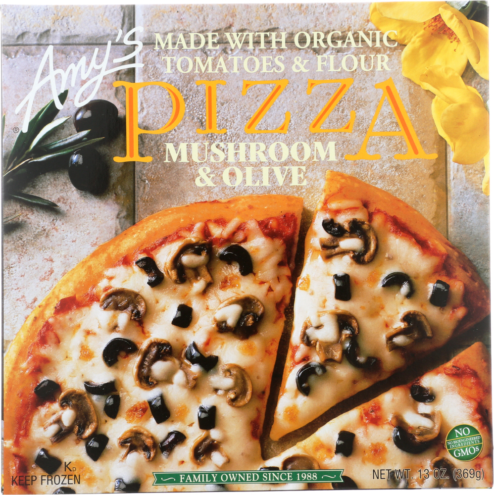 AMY’S: Mushroom & Olive Pizza, 13 oz - 0042272001095