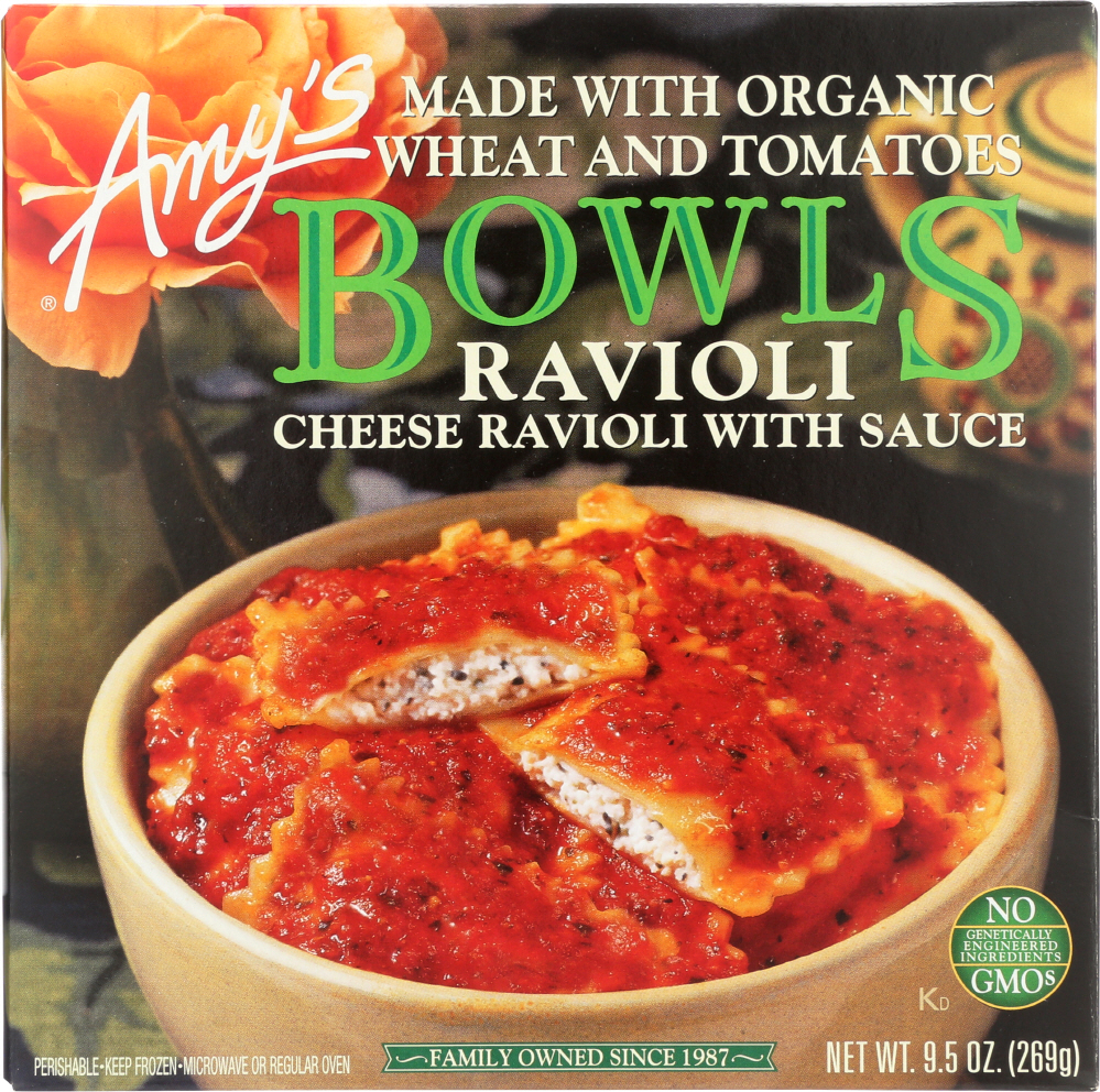 AMY’S: Cheese Ravioli with Sauce Bowl, 9.5 oz - 0042272001651