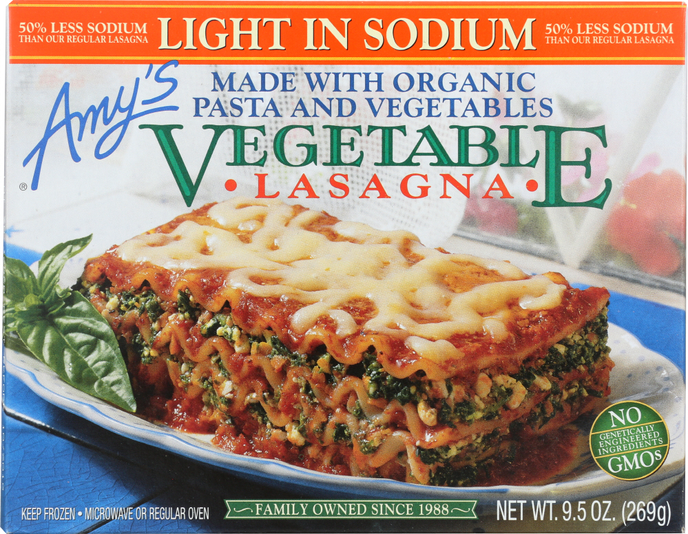 AMY’S: Vegetable Lasagna Light in Sodium, 9.5 oz - 0042272002405