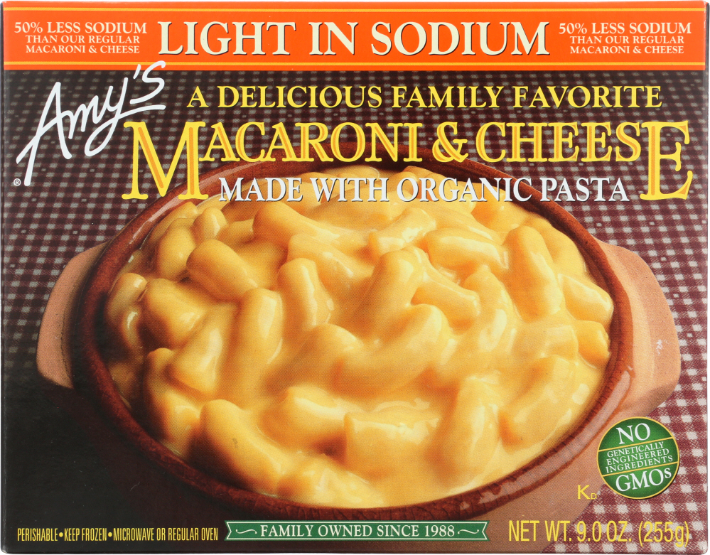 AMYS: Light in Sodium Macaroni and Cheese, 9 oz - 0042272002641
