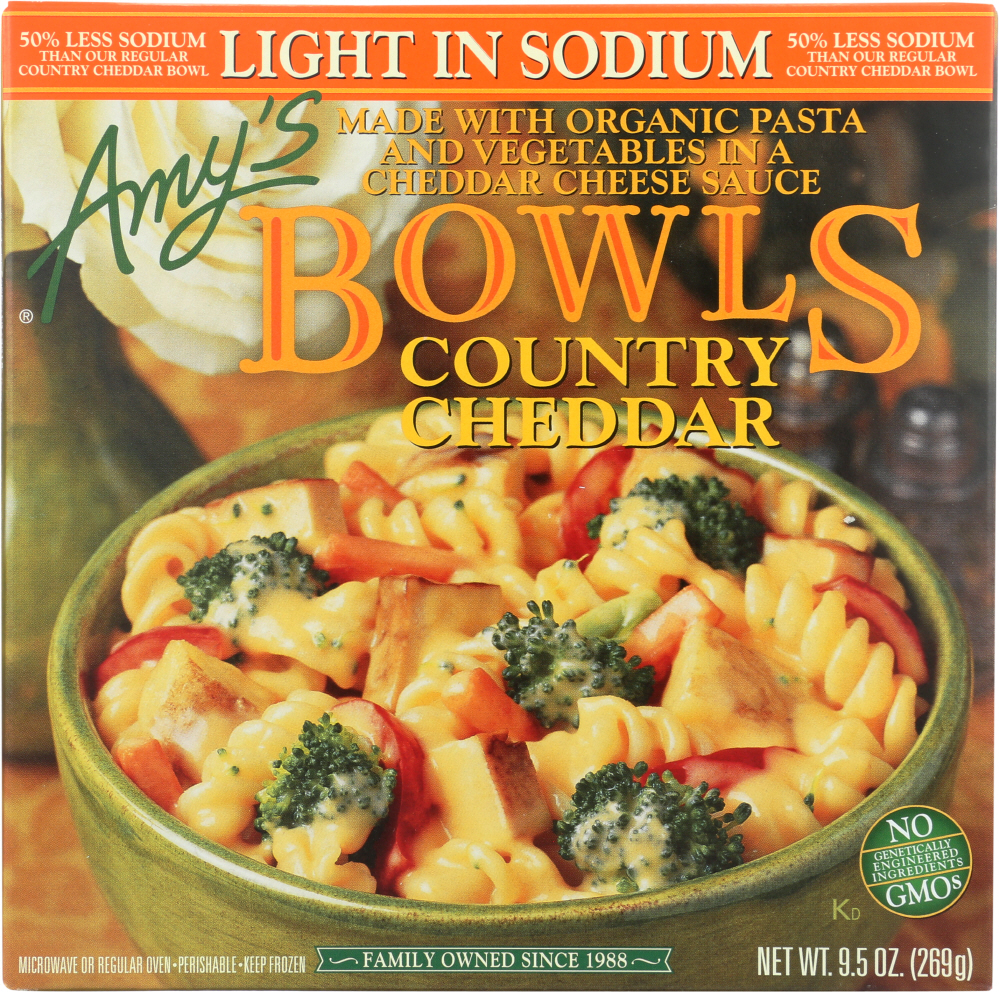 AMYS: Light in Sodium Country Cheddar Bowls, 9.50 oz - 0042272003457