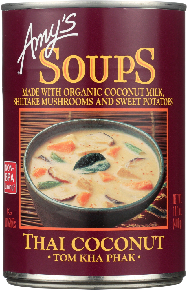 AMY’S: Soup Tom Kha Phak Thai Coconut, 14.1 oz - 0042272005130
