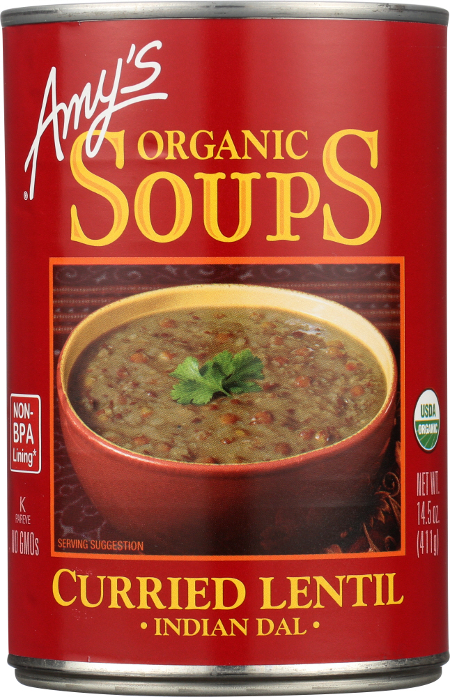AMYS: Soup Curried Lentil Gluten Free, 14.5 oz - 0042272005611