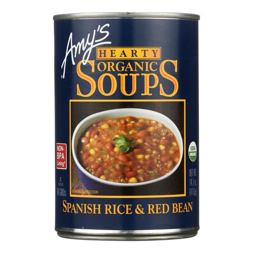AMY’S: Organic Hearty Spanish Rice & Red Bean Soup, 14.7 Oz - 0042272005642