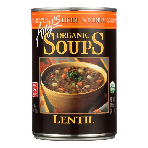 Amy's - Organic Low Sodium Lentil Soup - Case Of 12 - 14.5 Oz - 042272005833