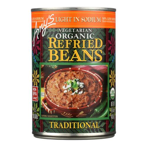 Amy's - Organic Light In Sodium Traditional Refried Beans - Case Of 12 - 15.4 Oz. - 042272005895
