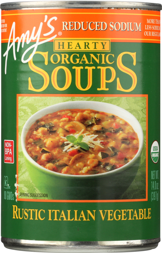 AMYS: Soup Vegetable Italian Reduce Sodium, 14 oz - 0042272007295