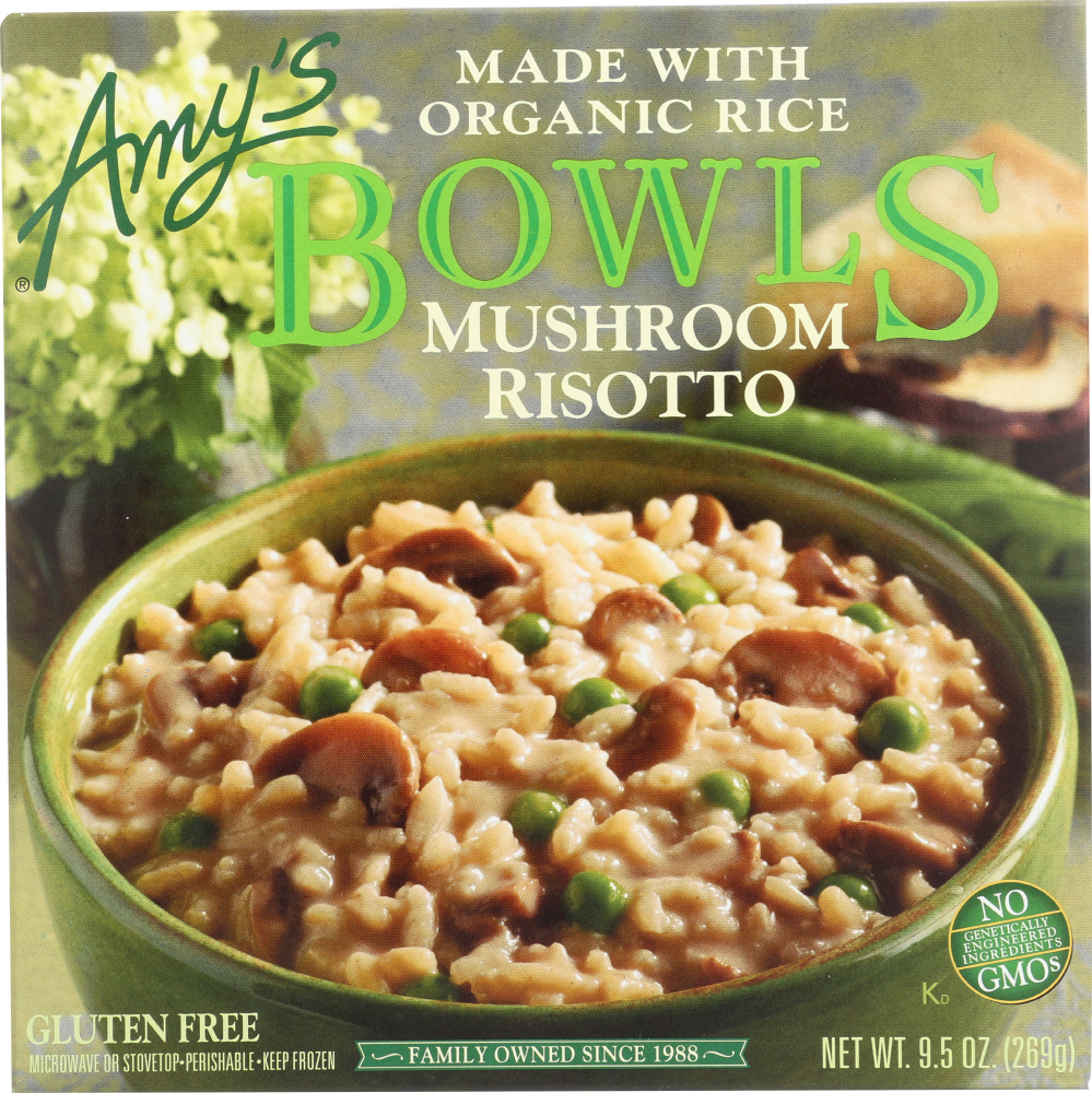 AMY’S: Mushroom Risotto Bowl Gluten Free, 9.5 oz - 0042272008339