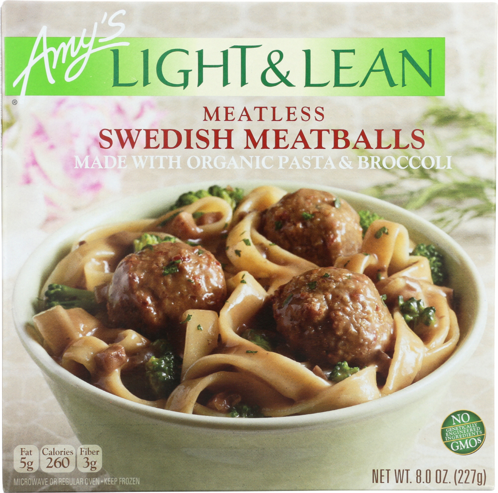 AMY’S: Light & Lean Meatless Swedish Meatballs, 8 oz - 0042272009527