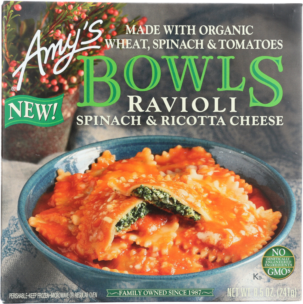 Amy'S, Bowls Ravioli, Spinach & Ricotta Cheese - 042272011292