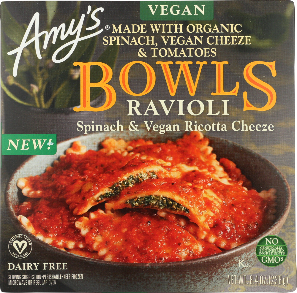 Spinach & Vegan Ricotta Cheeze Ravioli Bowls, Spinach & Vegan Ricotta Cheeze - 042272012138