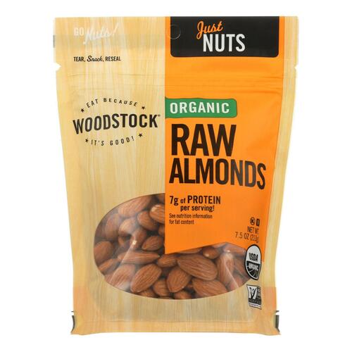 WOODSTOCK: Almonds Raw Organic, 7.5 oz - 0042563008253