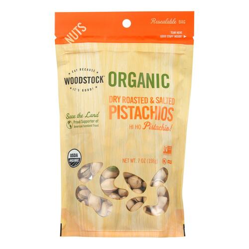 WOODSTOCK: Pistachios Organic Dry Roasted and Salted, 7 oz - 0042563008314
