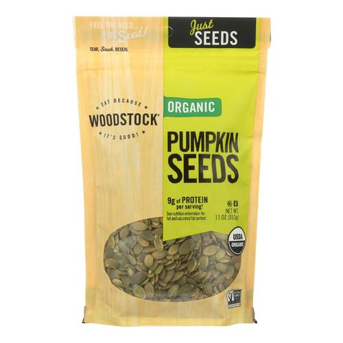 Woodstock Organic Shelled And Unsalted Pumpkin Seeds - Case Of 8 - 11 Oz - 042563008338