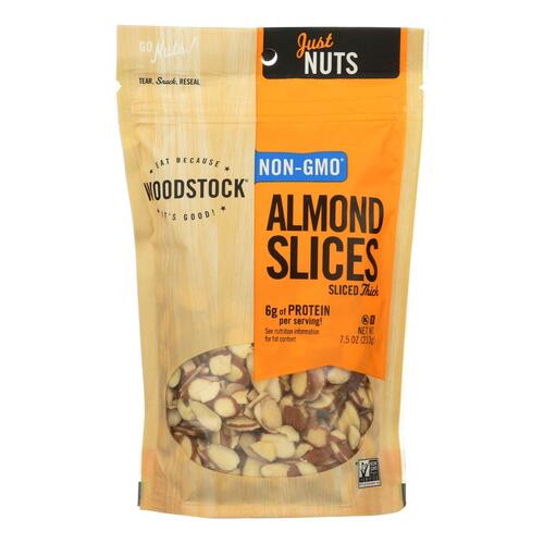 Woodstock Non-gmo Thick Sliced Almonds, Unsalted - Case Of 8 - 7.5 Oz - 042563008406