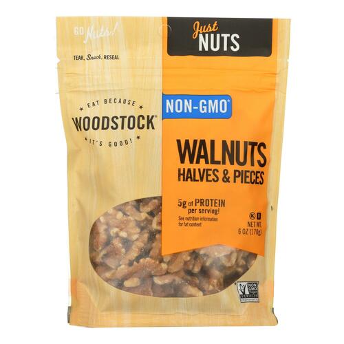Woodstock Non-gmo Walnuts Halves And Pieces - Case Of 8 - 6 Oz - 042563008604