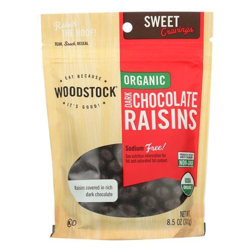 Woodstock Organic Dark Chocolate Raisins - Case Of 8 - 8.5 Oz - 042563009045