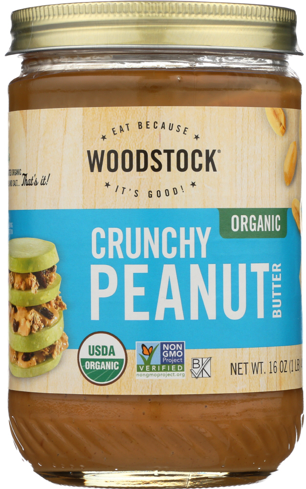 WOODSTOCK: Peanut Butter Crunchy Salted Organic, 16 oz - 0042563009120