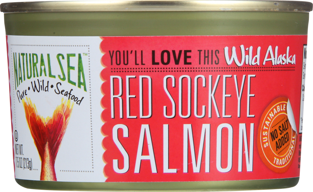 NATURAL SEA: Wild Alaska Red Sockeye Salmon Unsalted, 7.5 oz - 0042563013080