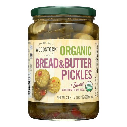 Woodstock Organic Bread And Butter Pickles - Case Of 6 - 24 Oz - 0042563013646