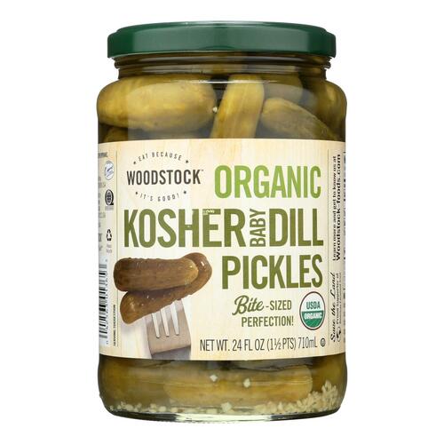 Woodstock Organic Kosher Baby Dill Pickles - Case Of 6 - 24 Oz - vlasic