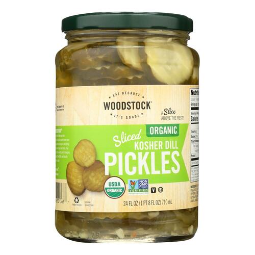 Woodstock Organic Kosher Sliced Dill Pickles - Case Of 6 - 24 Oz - 0042563013677