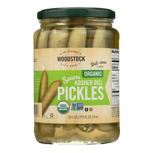 Woodstock Organic Kosher Dill Pickle Spears - Case Of 6 - 24 Fz - 042563016548