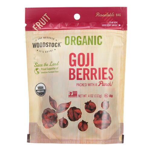 Woodstock - Organic Goji Berries - Case Of 8 - 4 Oz. - 042563016647