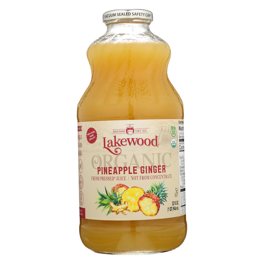 LAKEWOOD: Organic Pineapple Ginger Juice, 32 fl oz - 0042608459217