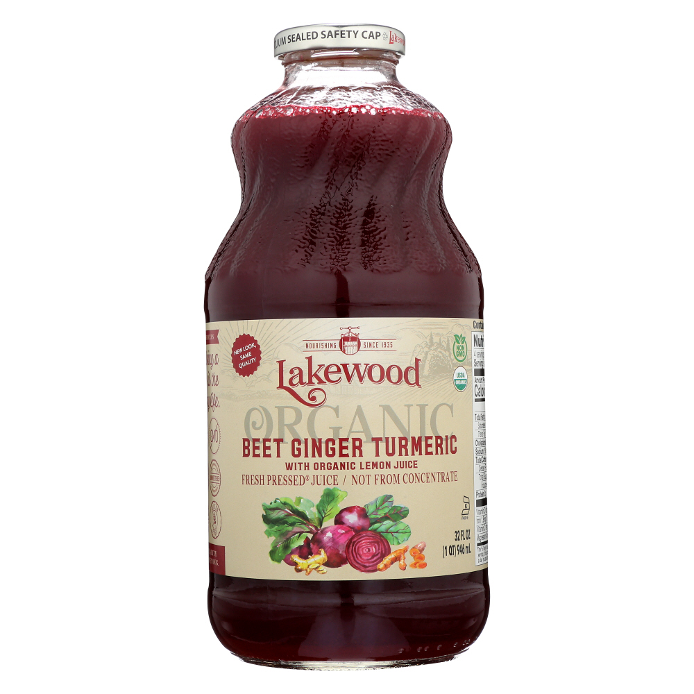 LAKEWOOD: Organic Beet Ginger Turmeric Juice, 32 fl oz - 0042608459323